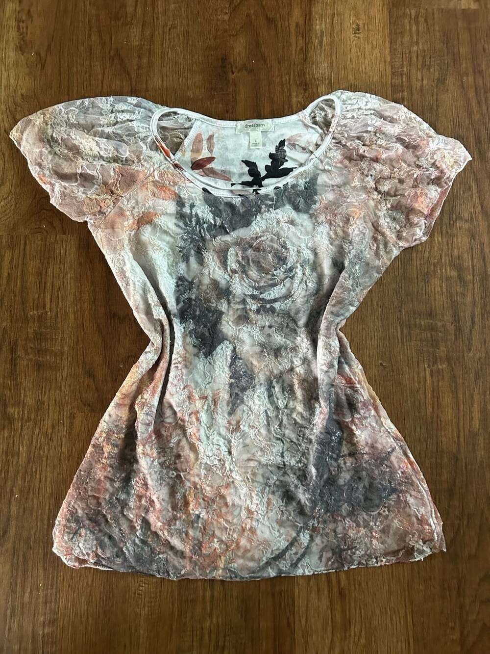 Dressbarn Floral Lace Top Size L